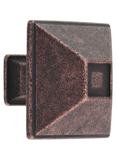 Tahoe Rustic Cabinet Knob - 1 1/4 inch Square in Distressed Oil Rubbed Bronze.